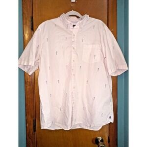 Mens Chaps Easy Care 2XL Pink With Seahorses Short Sleeve Button Down
